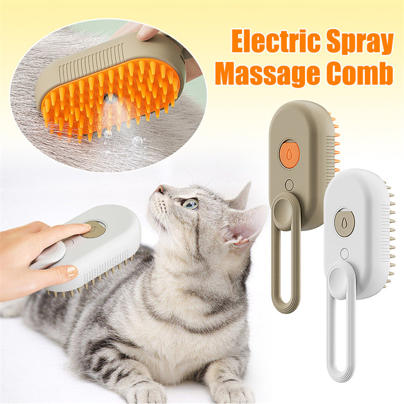 3-in-1 Steam Pet Brush – Electric Spray & Grooming