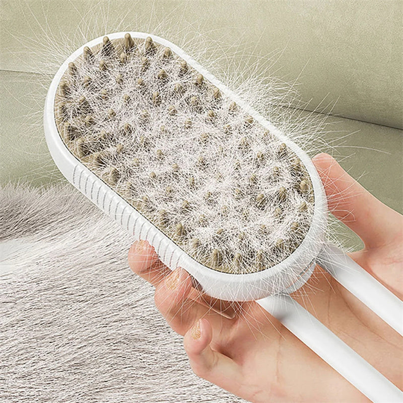 3-in-1 Steam Pet Brush – Electric Spray & Grooming